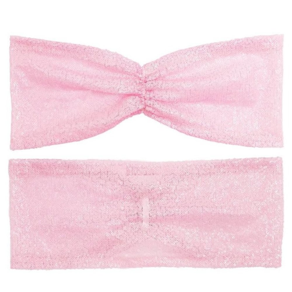 50 count | Pink Sequin Chair Sashes Bands Bows Wedding Party 14x6" Decor - New